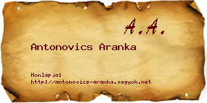 Antonovics Aranka névjegykártya